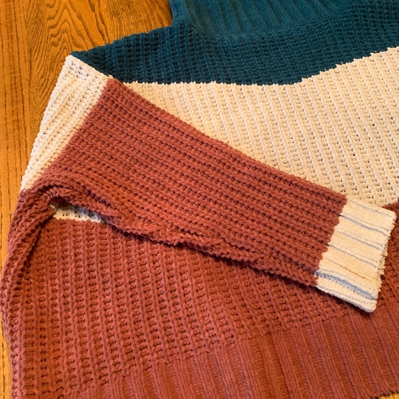 "POL" oversized sweater, L, cowl neck, color block - Picture 7 of 12